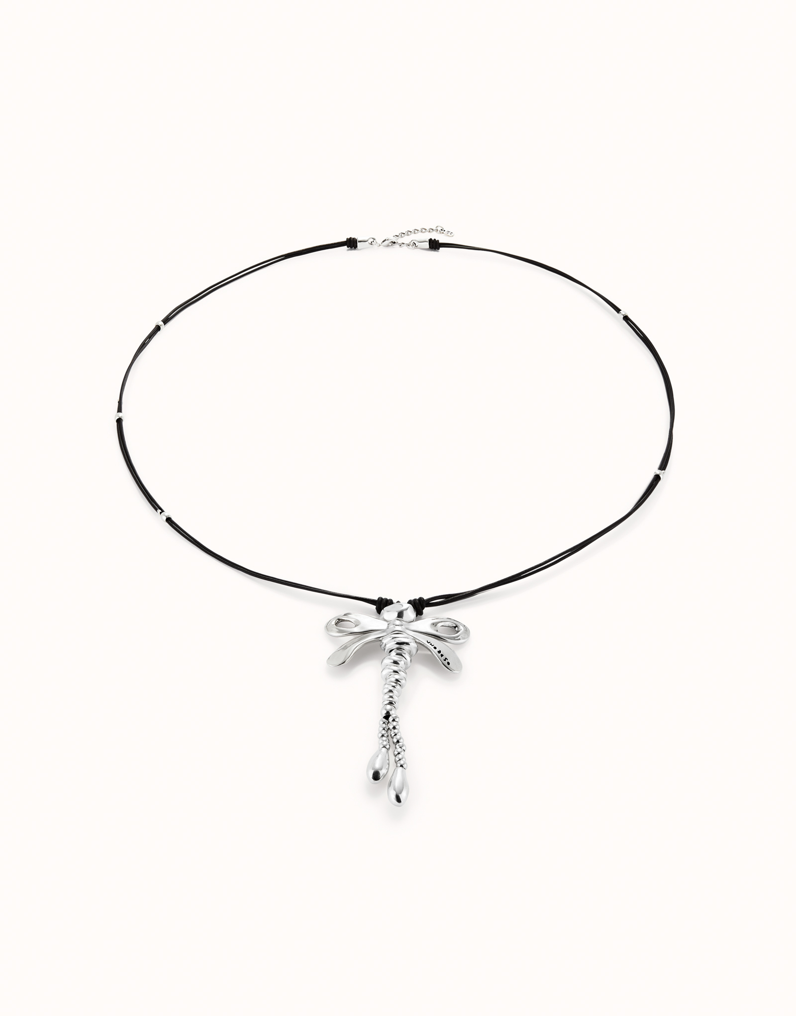 Long pendant necklace with a dragonfly, Silver, large thumbnail